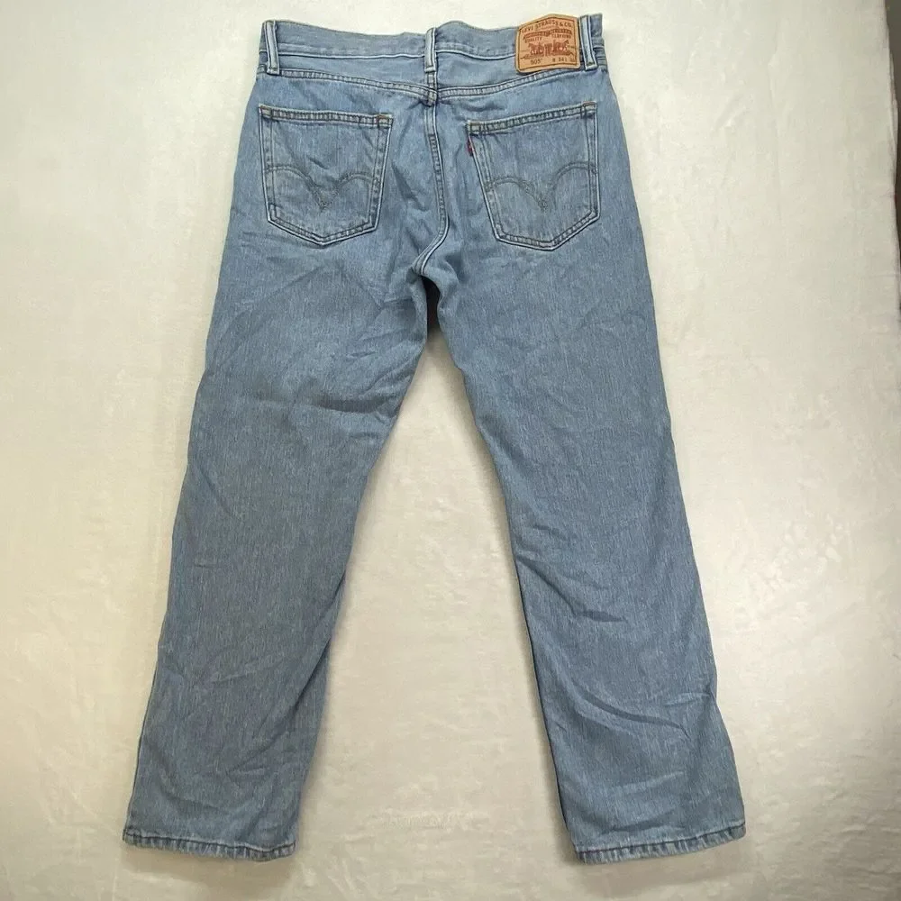 Levi's 505 Jeans Mens W34 L30 light Denim Classic Straight Leg Casual Pants flaw